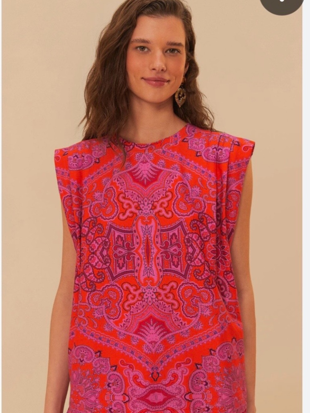 FARM Rio Red and Pink Paisley-Print Sleeveless Tank